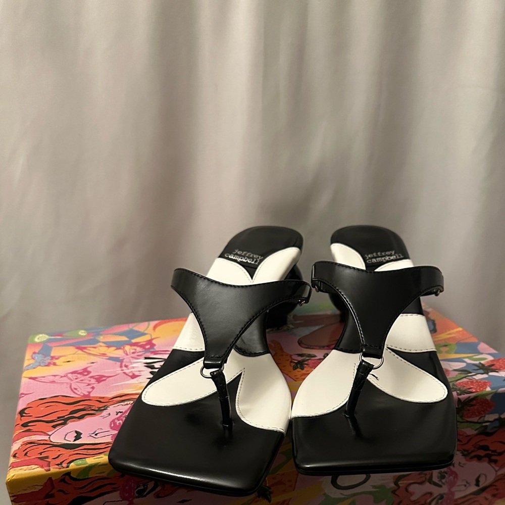 Jeffrey Campbell Black and White Sandals